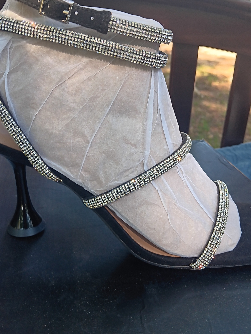 Jessica Simpson Black Rhinestone Strappy Heels
